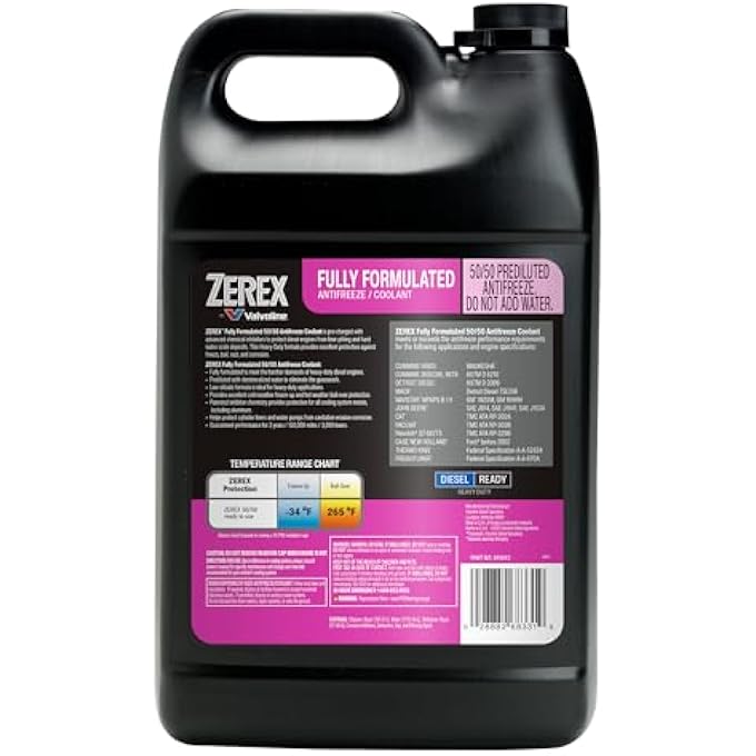 Zerex FULLY FORMULATED PINK HEAVY DUTY 50/50 READY-TO-USE ANTIFREEZE COOLANT 1 GALLON - Image 2